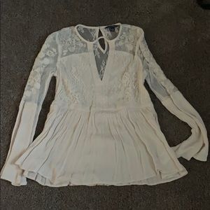 Tan and lace long sleeve top